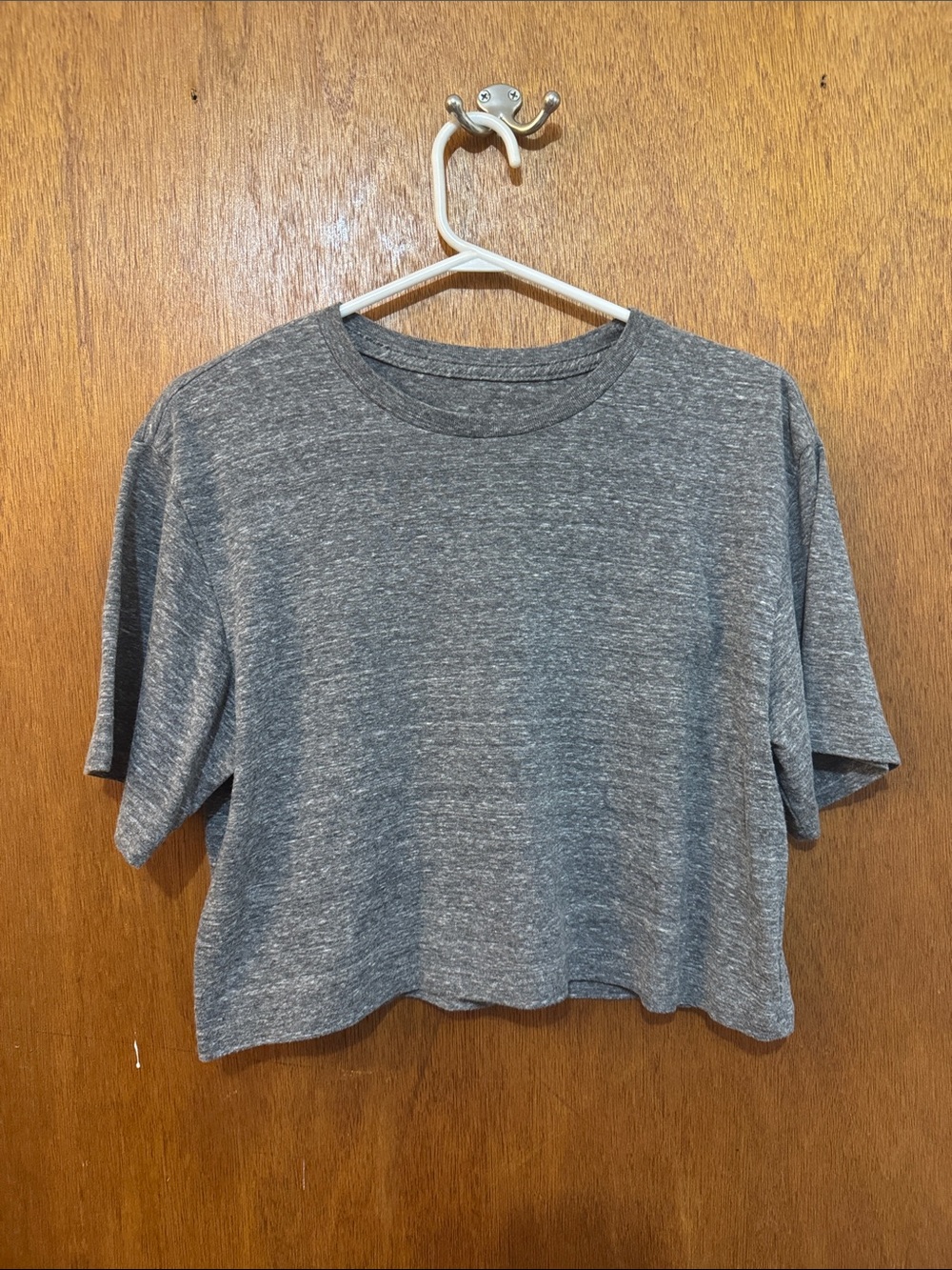 Women's Gray Crop Tee - Casual Crewneck Top